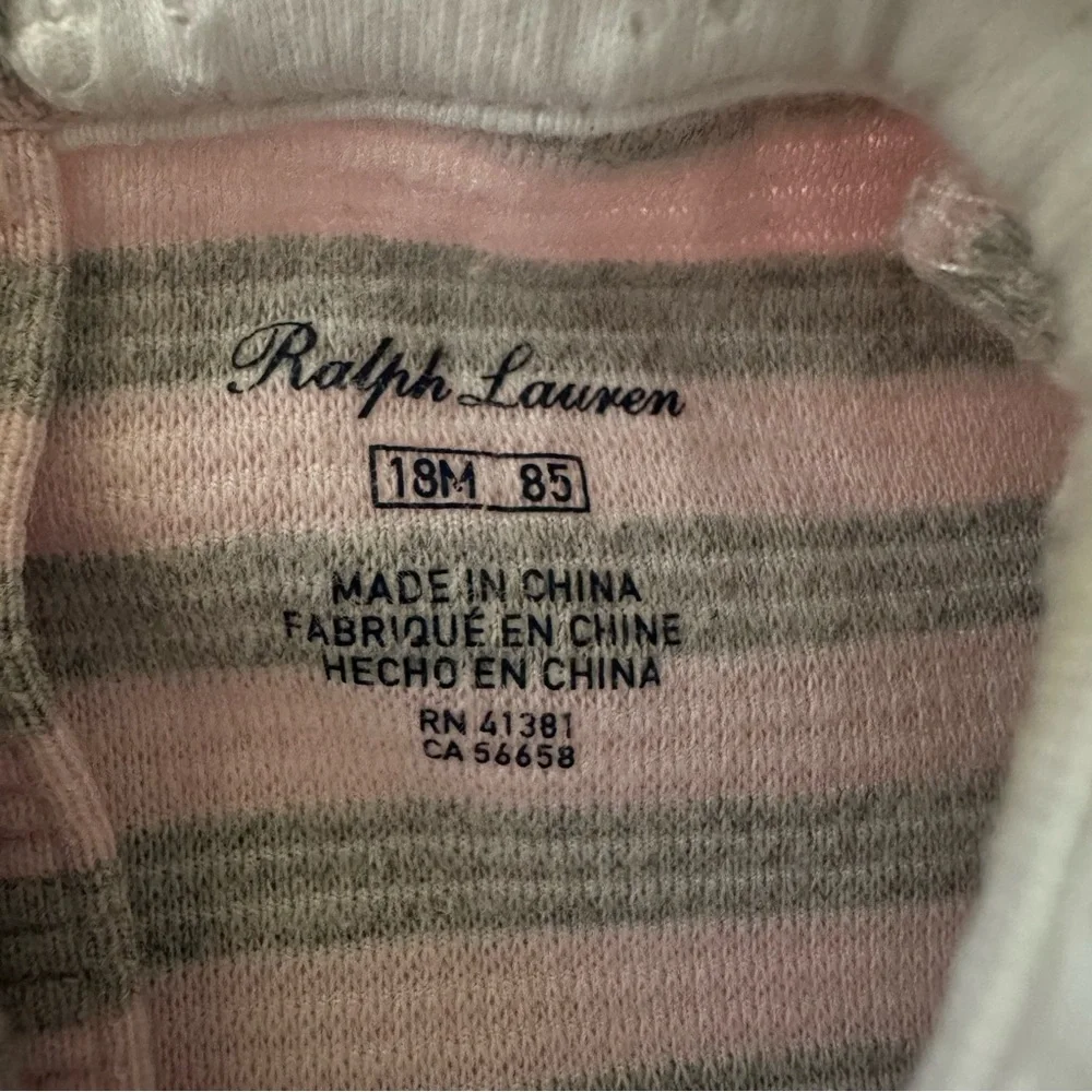 Ralph Lauren 18 Months Baby Girl Pink Gray Stripe Ponte Dress